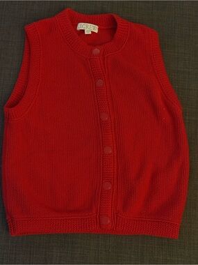 J. Crew Red Knit Button-Front Vest